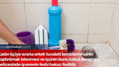 kadın işçiye erkekler tuvaletini temizletmek